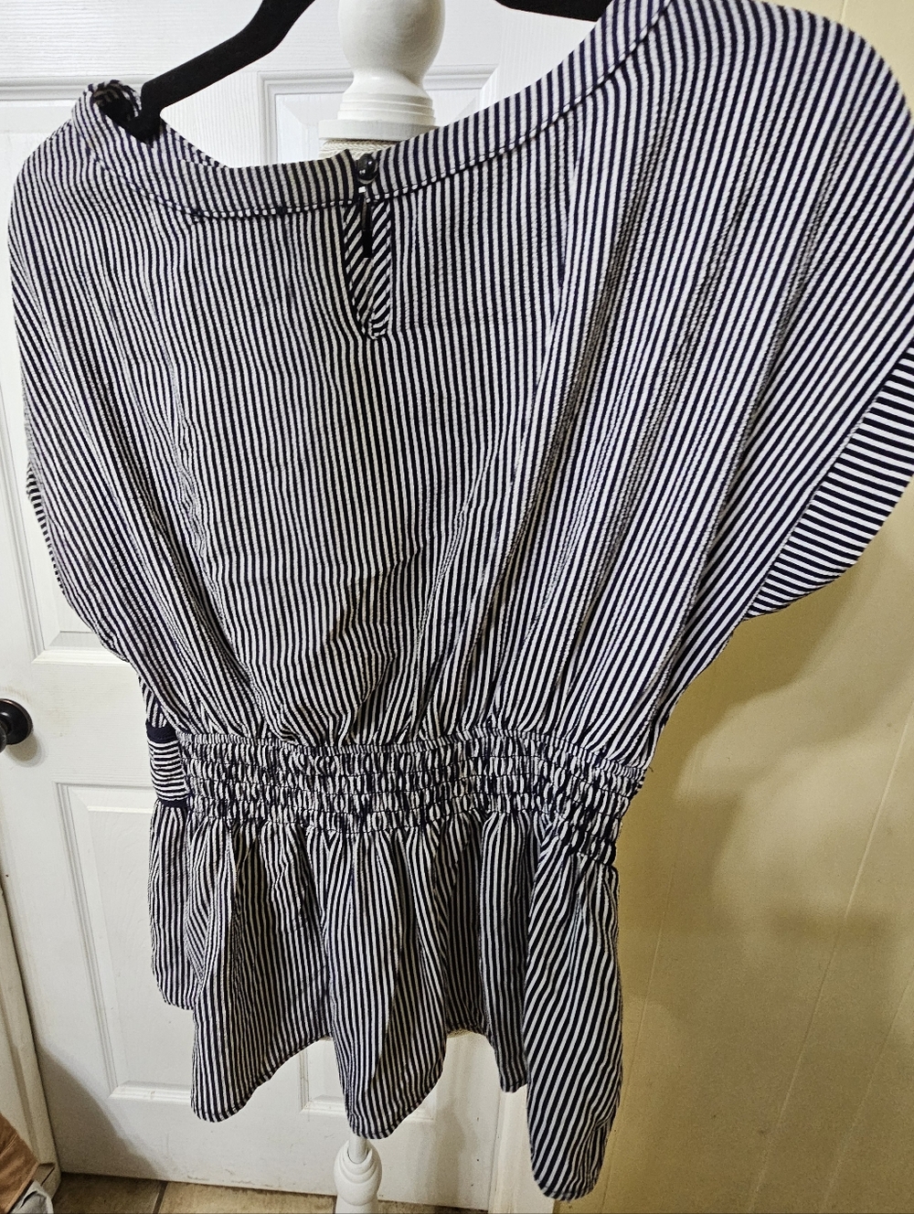 Monteau Navy & White Striped Peplum Blouse - Picture 3 of 8